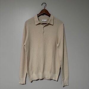 Onia | Ivory Knit, Long Sleeve Polo Sweatshirt